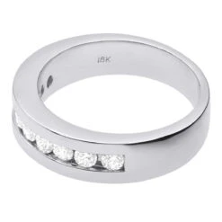 18K White Gold Round Diamond Men's Wedding Ring 1.08ct -H'Hen Sale Store 18k gold round diamond mens wedding ring 108ct p 31197 back white 20220420 20220426 20221027