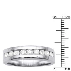 18K White Gold Round Diamond Men's Wedding Ring 1.08ct -H'Hen Sale Store 18k gold round diamond mens wedding ring 108ct p 31197 ruler white
