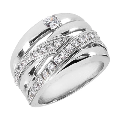 18K White Gold Round Diamond Right Hand Ladies Ring 0.57ct 3 18K White Gold Round Diamond Right Hand Ladies Ring 0.57ct