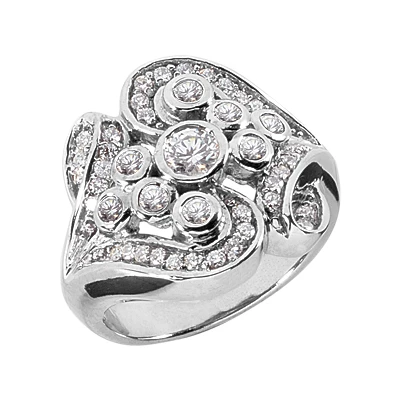 18K White Gold Round Diamond Right Hand Ladies Ring 0.78ct 3 18K White Gold Round Diamond Right Hand Ladies Ring 0.78ct