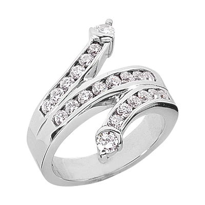 18K White Gold Round Diamond Right Hand Ladies Ring 0.90ct 3 18K White Gold Round Diamond Right Hand Ladies Ring 0.90ct