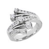 18K White Gold Round Diamond Right Hand Women's Ring 0.93ct