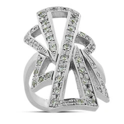 18K White Gold Round Diamond Right Hand Women's Ring 1.03ct