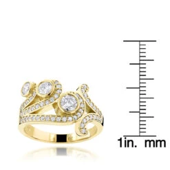 18K Yellow Gold Round Diamond Right Hand Women's Ring 1.17ct -H'Hen Sale Store 18k gold round diamond right hand womens ring 117ct p 31591 rulerye