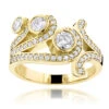 18K Yellow Gold Round Diamond Right Hand Women's Ring 1.17ct