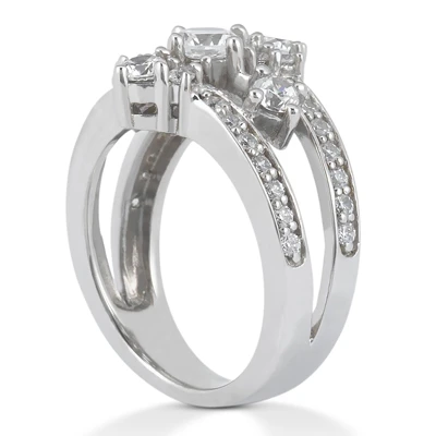 18K White Gold Round Diamond Right Hand Women's Ring 1ct 4 18K White Gold Round Diamond Right Hand Women's Ring 1ct - Image 2