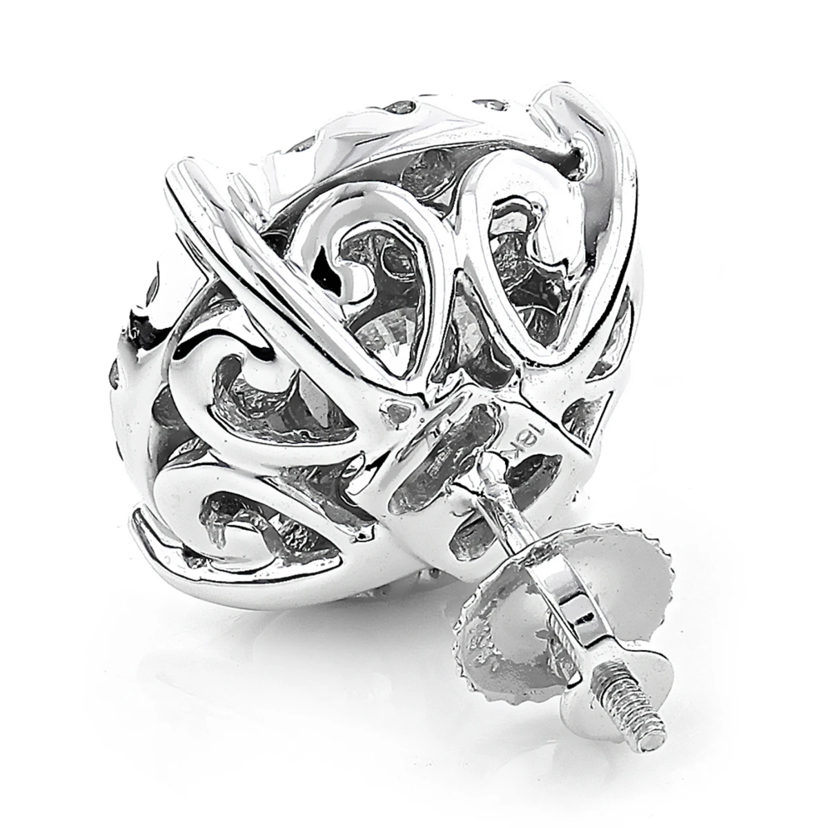 18K White Gold Round Diamond Stud Earrings 4ct Oversized Cluster Earrings 5 18K White Gold Round Diamond Stud Earrings 4ct Oversized Cluster Earrings - Image 3