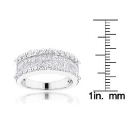 18K White Gold Round Princess Diamond Band 2.28ct 12 18K White Gold Round Princess Diamond Band 2.28ct -H'Hen Sale Store 18k gold round princess diamond band 228ct p 50165 ruler white