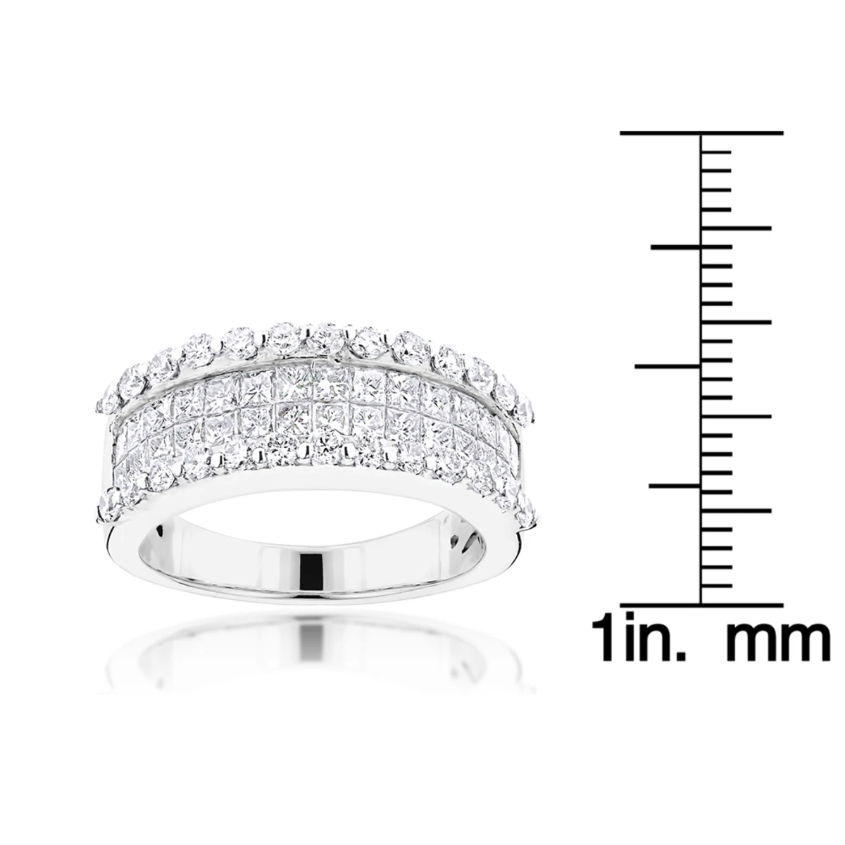 18K White Gold Round Princess Diamond Band 2.28ct 7 18K White Gold Round Princess Diamond Band 2.28ct - Image 5