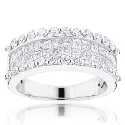18K White Gold Round Princess Diamond Band 2.28ct