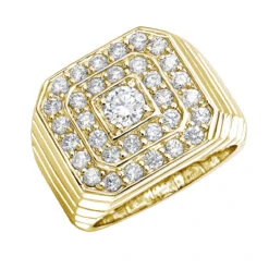 18K Rose Gold Men's Square Shape Diamond Engagement Ring 2.1ct VS Diamonds -H'Hen Sale Store 18k gold square shape mens diamond egnagement ring 2 10ct ye 1