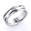 18K White Gold Wave Wedding Band For Men