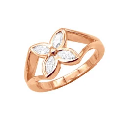 18K Yellow Gold Women's Diamond Ring Flower Design 0.6ct -H'Hen Sale Store 18k gold womens diamond ring 060ct p 32122 ro