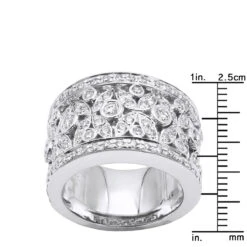 18K White Gold Women's Diamond Ring 1.20ct 13.4mm -H'Hen Sale Store 18k gold womens diamond ring 120ct p 32524 rulerwh