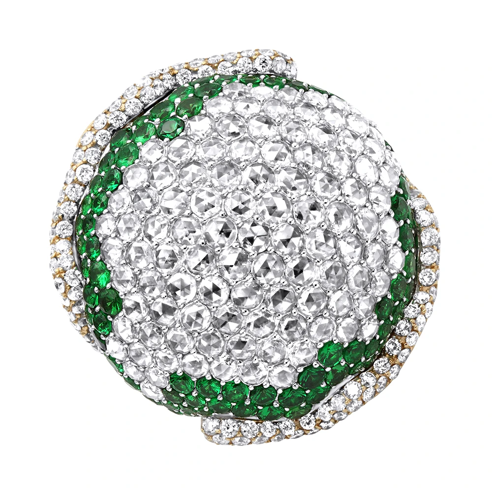 18K Yellow Gold Womens Statement Ring Unique 11 Carat Diamond Emerald Ladies Ring 3 18K Yellow Gold Womens Statement Ring Unique 11 Carat Diamond Emerald Ladies Ring