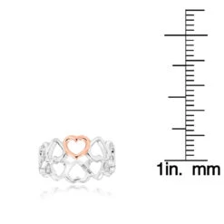 Tiffany & Co. 18K Gold Sterling Silver Tiffany Style Hearts Ring -H'Hen Sale Store 18k rose gold sterling silver tiffany hearts ring ruler