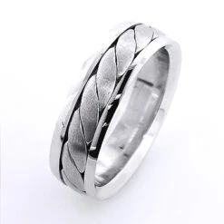 Solid 18K White Gold Men's Woven Wedding Band 7 Solid 18K White Gold Men's Woven Wedding Band -H'Hen Sale Store 18k solid gold mens woven wedding band 2