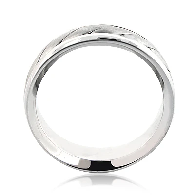 Solid 18K White Gold Men's Woven Wedding Band 6 Solid 18K White Gold Men's Woven Wedding Band - Image 4