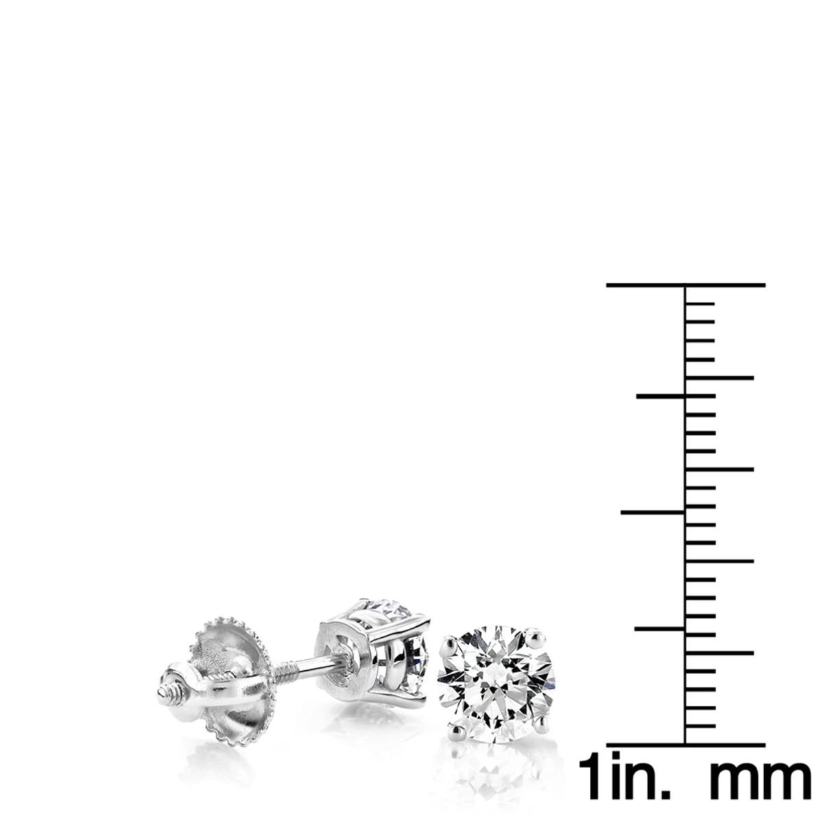 18K White Gold 4 Prong Round Diamond Stud Earrings 2ct 8 18K White Gold 4 Prong Round Diamond Stud Earrings 2ct - Image 6