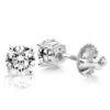 18K White Gold 4 Prong Round Diamond Stud Earrings 2ct