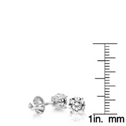 18K White Gold 4 Prong Round Diamond Stud Earrings 1.5 Carats -H'Hen Sale Store 18k yellow gold 4 prong round diamond stud earrings 15 p 24 rulerwh