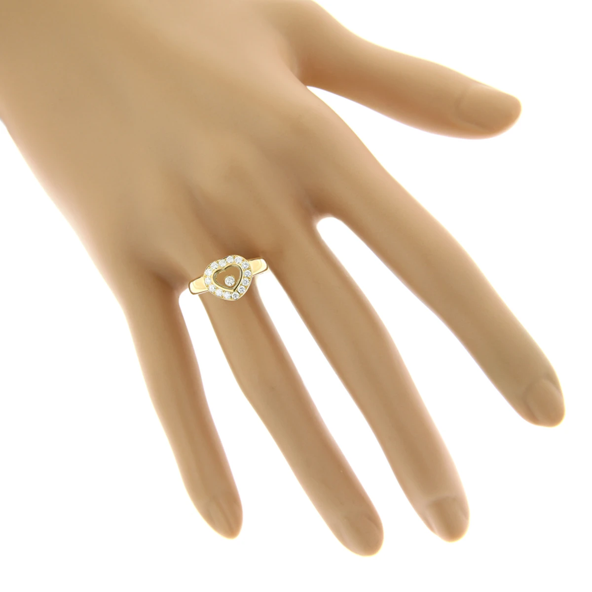 18K Yellow Gold Chopard Floating Happy Diamonds Heart Ring For Women 0.29ct 5 18K Yellow Gold Chopard Floating Happy Diamonds Heart Ring For Women 0.29ct - Image 3