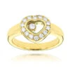 18K Yellow Gold Chopard Floating Happy Diamonds Heart Ring For Women 0.29ct