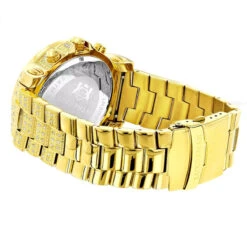 18k Yellow Gold Pltd Fully Iced Out Large Men's Diamond Watch Luxurman Escalade 48mm 3.5ct -H'Hen Sale Store 18k yellow gold pltd oversized mens diamond watch fully iced out luxurman escalade 35ct 968854 back