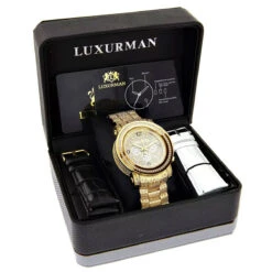 18k Yellow Gold Pltd Fully Iced Out Large Men's Diamond Watch Luxurman Escalade 48mm 3.5ct -H'Hen Sale Store 18k yellow gold pltd oversized mens diamond watch fully iced out luxurman escalade 35ct 968854 box