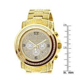 18k Yellow Gold Pltd Fully Iced Out Large Men's Diamond Watch Luxurman Escalade 48mm 3.5ct -H'Hen Sale Store 18k yellow gold pltd oversized mens diamond watch fully iced out luxurman escalade 35ct 968854 ruler