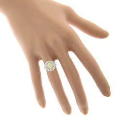 2 Carat 14K White Gold White And Yellow Diamonds Flower Ladies Ring By Luxurman 12 2 Carat 14K White Gold White And Yellow Diamonds Flower Ladies Ring By Luxurman -H'Hen Sale Store 2 carat 14k gold white and yellow diamonds flower ladies ring by luxurman bodwh