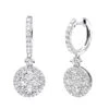 2 Carat Dangling Round Diamond Drop Earrings For Women By Luxurman 14K White Gold
