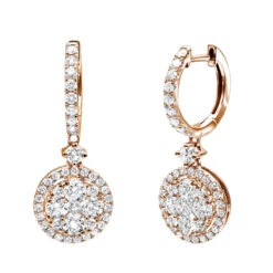 2 Carat Dangling Round Diamond Drop Earrings For Women By Luxurman 14K White Gold -H'Hen Sale Store 2 carat dangling round diamond drop earrings for women by luxurman 14k gold ro