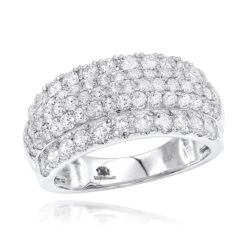 2 Carat Unique Diamond Wedding Band For Women 14K White Gold Ladies Cocktail Ring