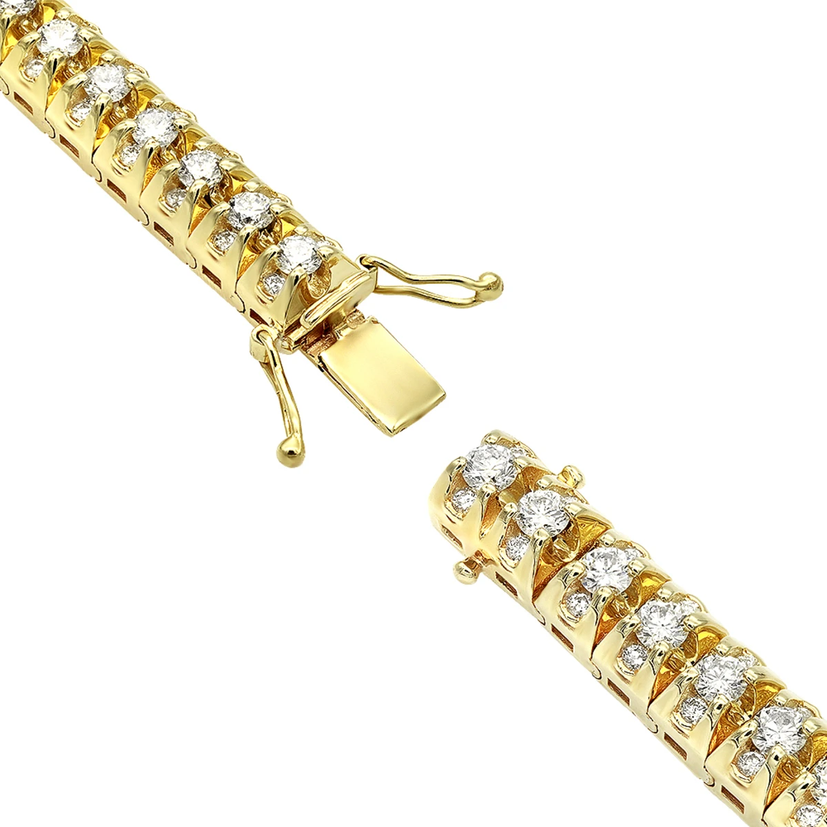 15 Carat Unique Diamond Tennis Bracelet For Men 14K Yellow Gold By Luxurman 6 15 Carat Unique Diamond Tennis Bracelet For Men 14K Yellow Gold By Luxurman - Image 4
