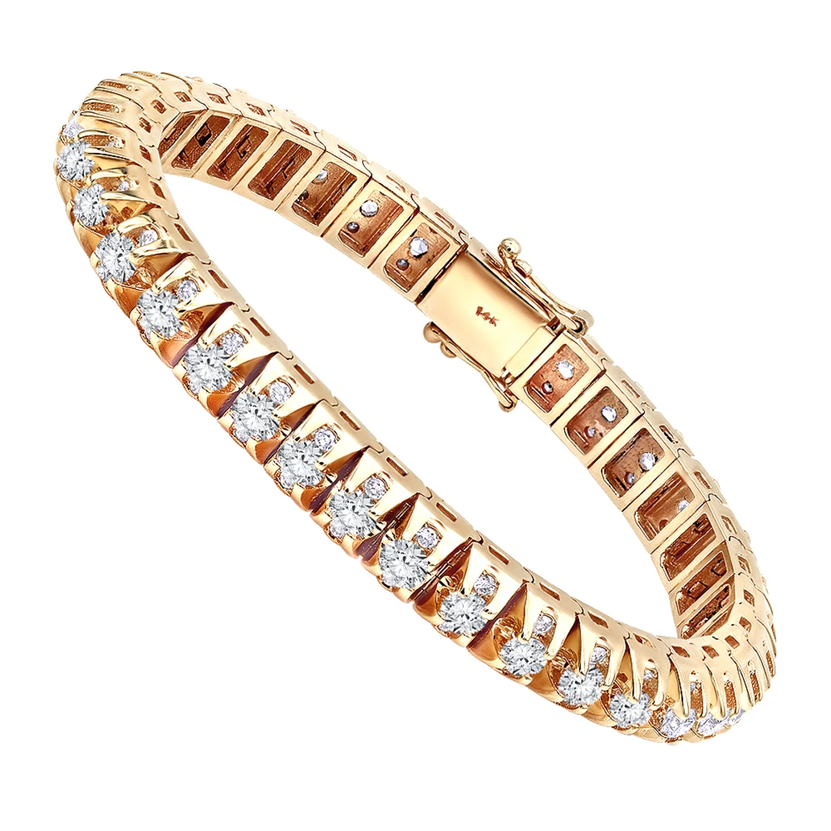 15 Carat Unique Diamond Tennis Bracelet For Men 14K Yellow Gold By Luxurman 5 15 Carat Unique Diamond Tennis Bracelet For Men 14K Yellow Gold By Luxurman - Image 3