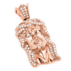 Jesus Head Charm: Mini Jesus Diamond Pendant 0.69ct 10K White Gold -H'Hen Sale Store 205230ro ro