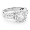 Double Halo Diamond Engagement Ring 1.75ct 14K White Gold