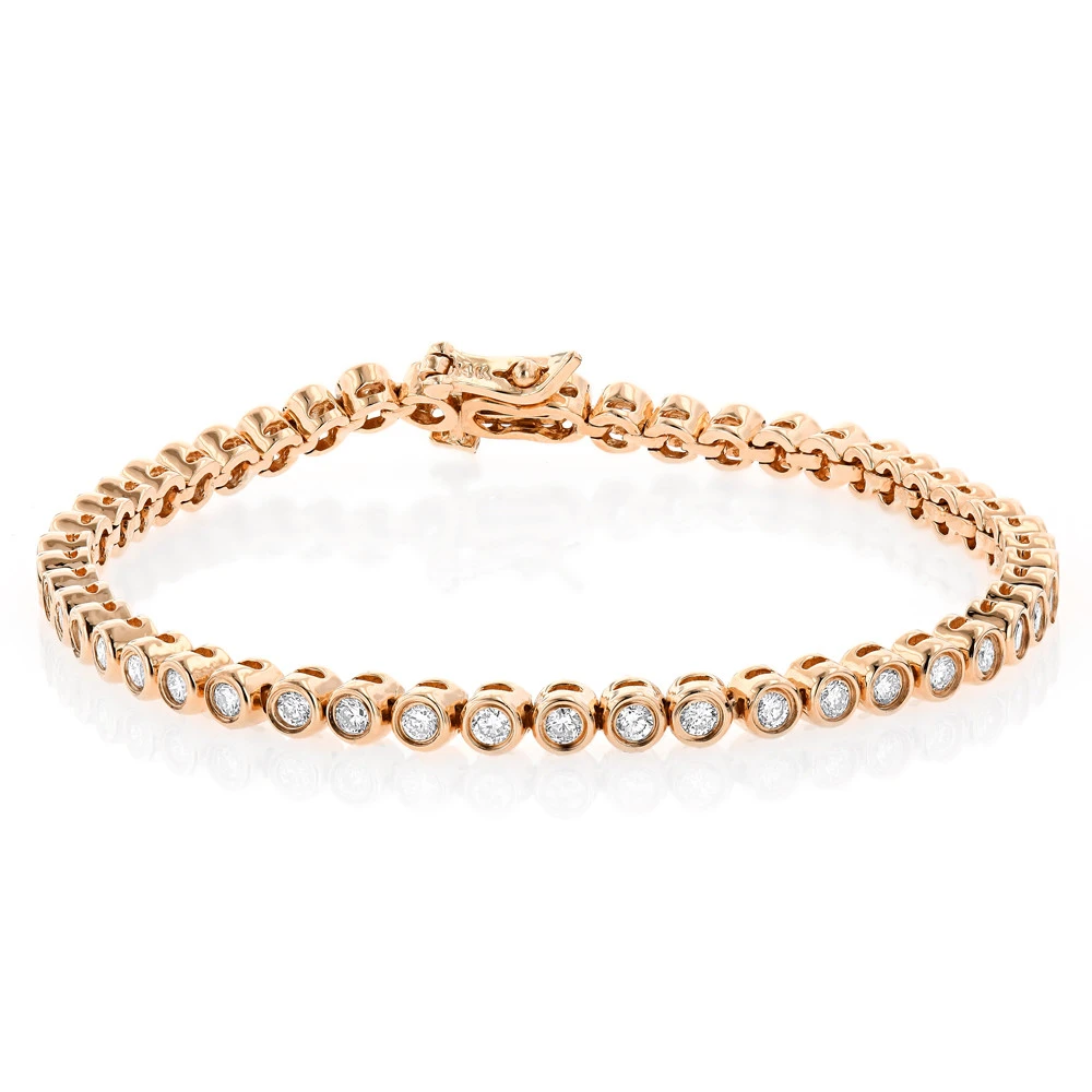 2.20 Carat Diamond Tennis Bracelet 14K Yellow Gold Bezel Set 6 2.20 Carat Diamond Tennis Bracelet 14K Yellow Gold Bezel Set - Image 4