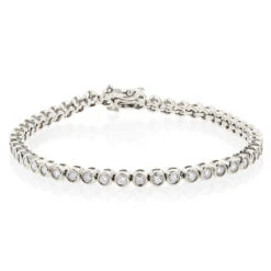 2.20 Carat Diamond Tennis Bracelet 14K Yellow Gold Bezel Set 9 2.20 Carat Diamond Tennis Bracelet 14K Yellow Gold Bezel Set -H'Hen Sale Store 220 carat diamond tennis bracelet 14k bezel set p 22425 wh