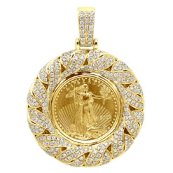 Unique 14K Rose Gold Liberty Coin Diamond Pendant For Men Medallion 3.1ct. -H'Hen Sale Store 24k gold liberty coin necklace diamond medallion pendant for men 3 carats 804046 ye