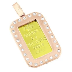 14K Yellow Gold Pamp Suisse Bar Diamond Pendant 2.5ct Dog Tag -H'Hen Sale Store 24k gold pamp suisse bar diamond pendant 311ct dog tag backro