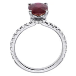 2.8ct Diamonds & Ruby Ring For Women 18K Yellow Gold Engagement Ring By Luxurman -H'Hen Sale Store 28ct diamonds oval ruby ring for women 18k gold engagement ring by luxurman 018401 back white 1675828848