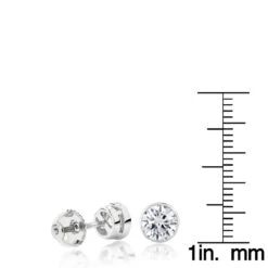 2ct Diamond Platinum Stud Earrings Bezel Set Round Cut -H'Hen Sale Store 2ct diamond platinum stud earrings bezel set round cut ruler
