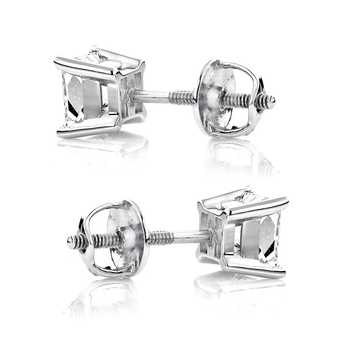 2ct Princess Cut Diamond Platinum Stud Earrings 4 2ct Princess Cut Diamond Platinum Stud Earrings - Image 2