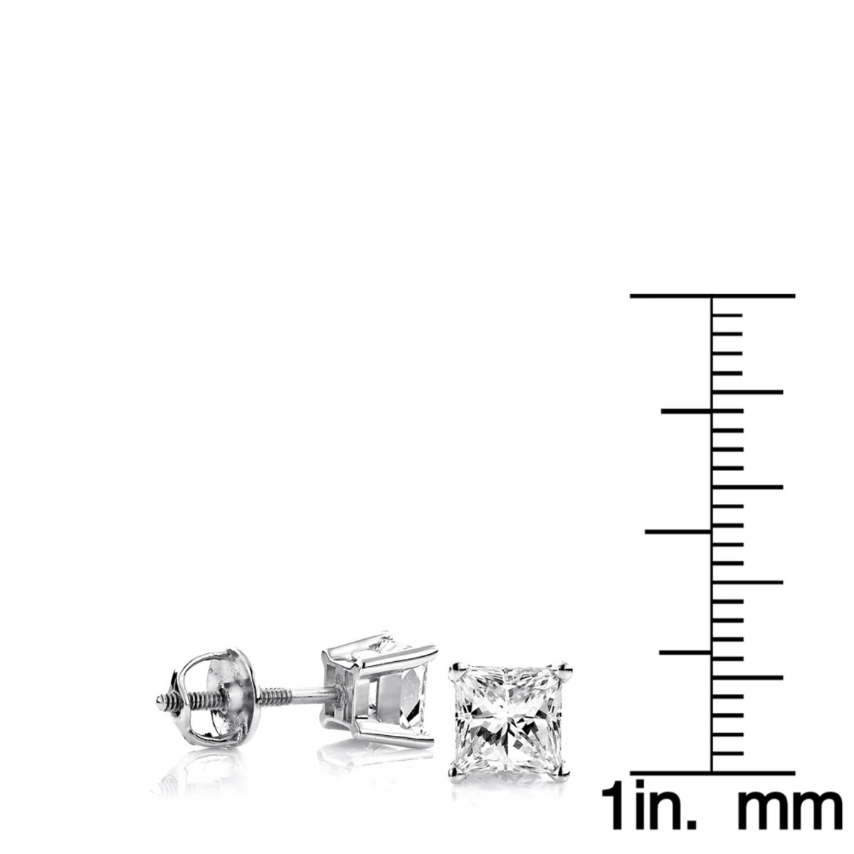 2ct Princess Cut Diamond Platinum Stud Earrings 6 2ct Princess Cut Diamond Platinum Stud Earrings - Image 4