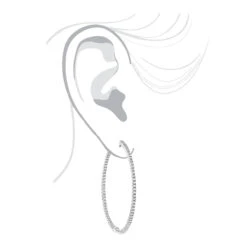 2mm 2in Inside Out Diamond Hoop Earrings For Women 1.6ct 14K White Gold -H'Hen Sale Store 2mm 175in inside out diamond hoop earrings for women 16ct 14k gold bodwh