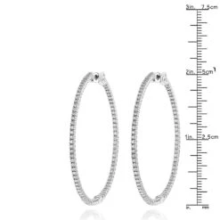 2mm 2in Inside Out Diamond Hoop Earrings For Women 1.6ct 14K White Gold -H'Hen Sale Store 2mm 175in inside out diamond hoop earrings for women 16ct 14k gold rulerwh