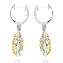 3 Carat 14K White Gold White Yellow Diamond Flower Earrings For Women By Luxurman 11 3 Carat 14K White Gold White Yellow Diamond Flower Earrings For Women By Luxurman -H'Hen Sale Store 3 carat 14k gold white yellow diamond flower earrings for women by luxurman backwh