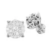 3 Carat Look Round Diamond Cluster Earrings Studs 1.21ct 18K White Gold
